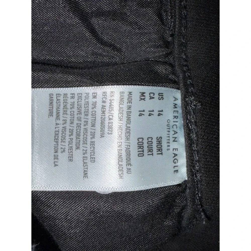 American Eagle Curvy Hi-Rise Jegging Black Distressed Jeans Sz 14 Short T35-23